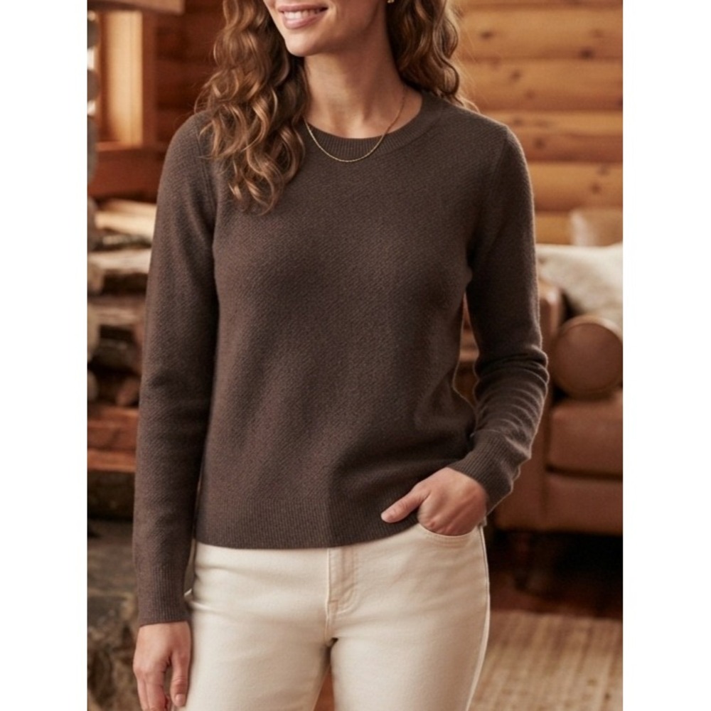 NWT GAP Sweater Womens Sz L Bella Crew Lightweight Thermal Knit Cozy Brown NEW